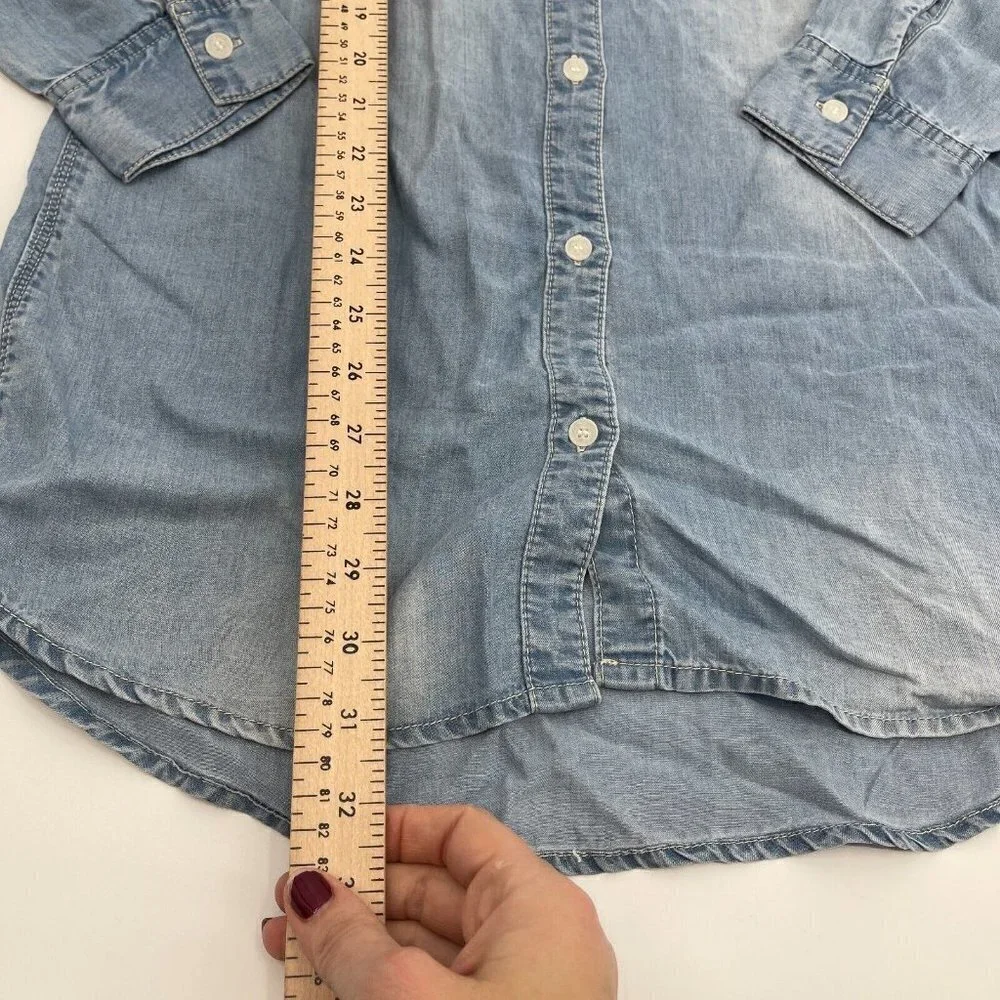 H&M Dress 0 Womens Blue Lightweight Shirt Dress Chambray Collared Casual New